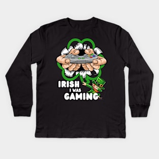 Irish I Was Gaming Kids Long Sleeve T-Shirt